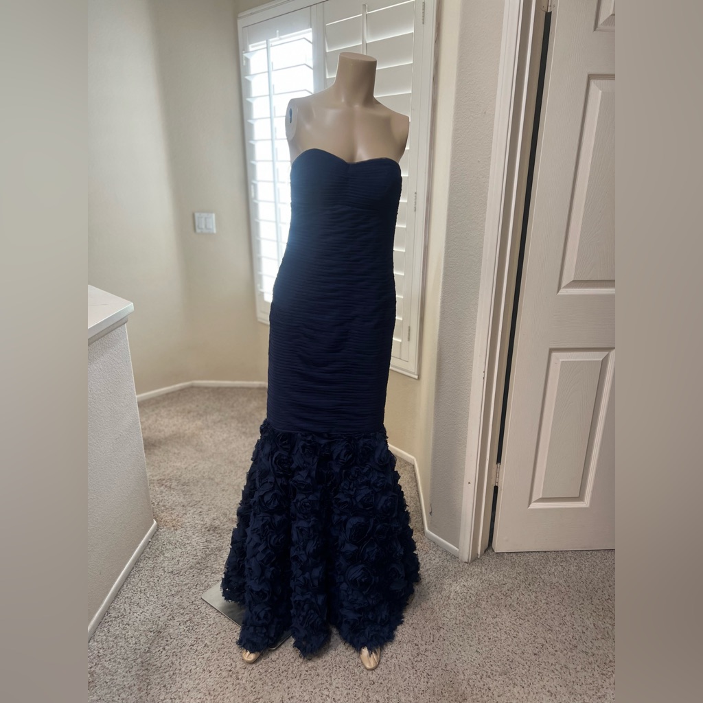 Js Collections Blue Mesh Rosettes Sweetheart Mermaid Formal Gown Prom Dress Sz 2